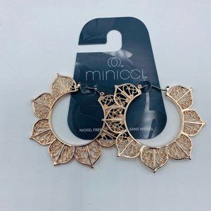 Minicci Pink Rose Goldtone Floral Hoop Earrings.Beautiful design.